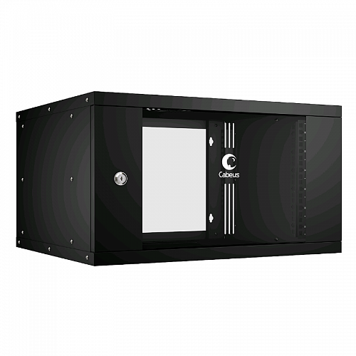 Cabeus WSC-05D-6U55/45-BK Шкаф телекоммуникационный настенный 19 6U, серия LIGHT разборный, дверь стекло, цвет черный