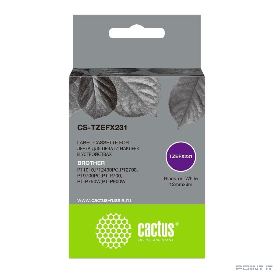 Картридж ленточный Cactus CS-TZEFX231 черный для Brother 1010/1280/1280VP/2700VP