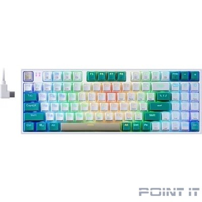 Redragon Беспроводная клавиатура Veigar BT/2.4G/пров.,RGB,бело-голубой [71476]