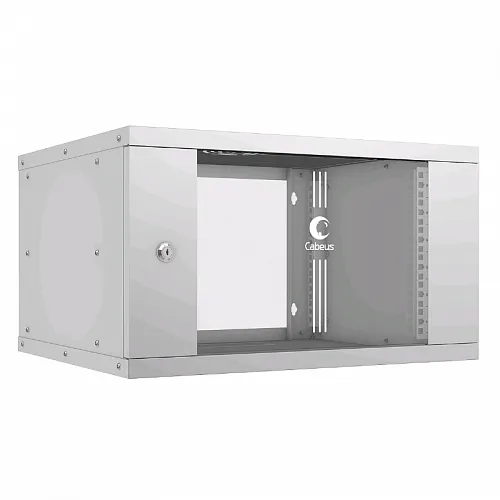 Cabeus WSC-05D-6U55/45 Шкаф телекоммуникационный настенный 19 6U, серия LIGHT разборный, дверь стекло, цвет серый