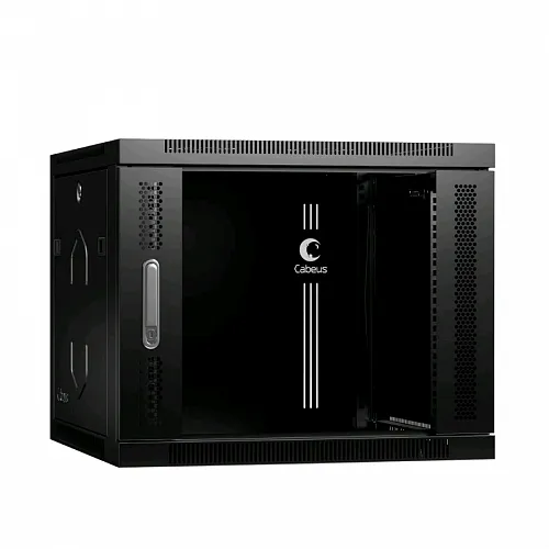 Шкаф телекоммуникационный настенный 19 9U 600x350x501mm (ШхГхВ) дверь стекло, цвет черный (RAL 9004)