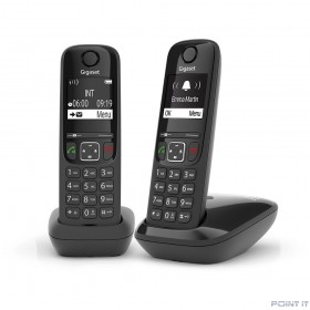 Gigaset AS690(A) DUO Р/Телефон Dect RUS черный (труб. в компл.:2шт) АОН