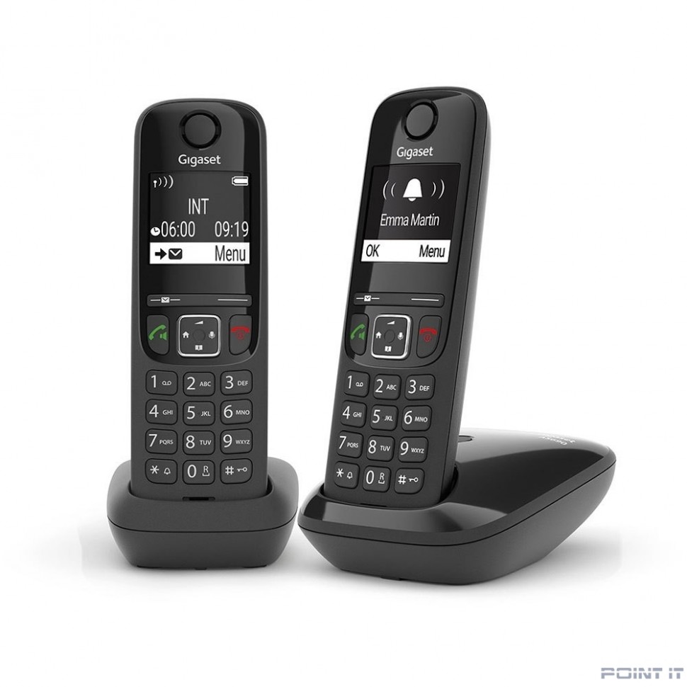 Gigaset AS690(A) DUO Р/Телефон Dect RUS черный (труб. в компл.:2шт) АОН