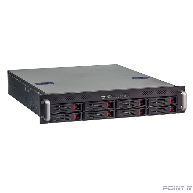 Exegate EX281292RUS Серверный корпус ExeGate Pro 2U550-HS08 <RM 19", высота 2U, глубина 550, БП 1U-700ADS, 8xHotSwap, USB>
