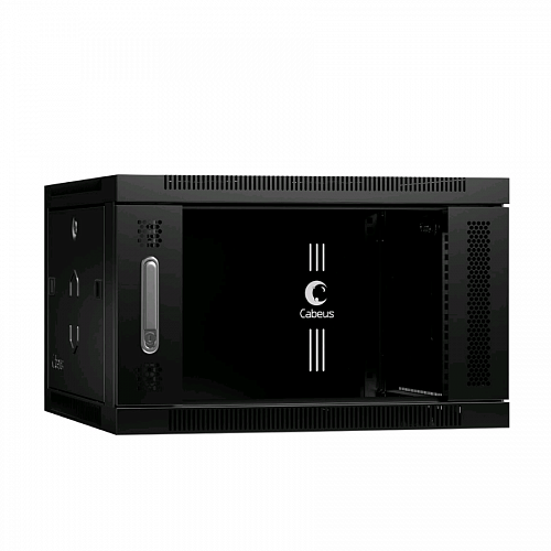Шкаф телекоммуникационный настенный 19 6U 600x600x368mm (ШхГхВ) дверь стекло, цвет черный (RAL 9004)