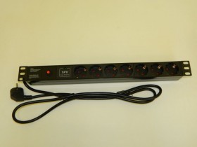 Блок розеток 19&quot;, 16А, 7 розеток, шнур 1.8м, с защитой, черный