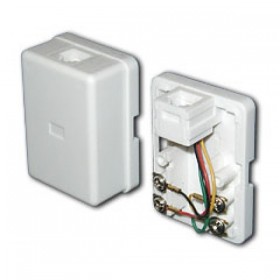 Розетка телефонная внешняя / 1 порт RJ-11(6p2c) / 2 контактная, белая, Netko