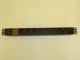 Блок розеток 19&quot;, 16А, 8 розеток, без шнура,  выключатель, корпус металл, чёрный