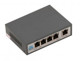 Коммутатор GIGALINK, неупр., 4 PoE (802.3af/at) портов 100Мб/с, 1 Uplink порт 100Мб/с, до 150 м, 60Вт