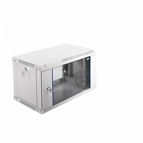 Шкаф телекоммуникационный настенный разборный ЭКОНОМ 6U (600х520) дверь стекло, цвет черный