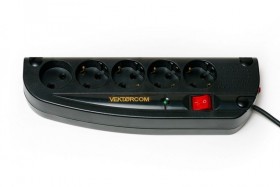 Сет. фильтр Vektor COM 3.0м 4+1 розетка, 10А, черный