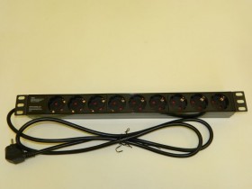 Блок розеток 19&quot;, 16А, 9 розеток, шнур 2м, черный