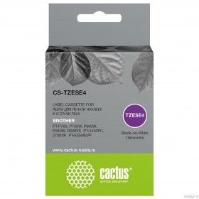 Картридж ленточный Cactus CS-TZESE4 TZe-SE4 черный для Brother PT-P700, P750W, P900W, P950W, D600VP, PT-2430PC, 2700VP, PT-E550WVP
