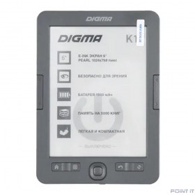 Электронная книга Digma K1 6&quot; E-ink HD Pearl 758x1024 600MHz 128Mb/4Gb/SD/microSDHC темно-серый [1389695]