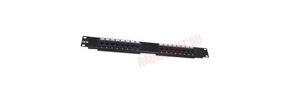 Патч-панель UTP, 19", 16 портов RJ45, cat.5е, 1U, Dual Type, "L"