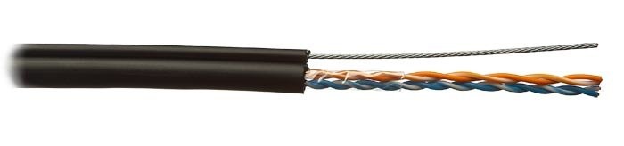 Кабель LC UTP2 cat.5е, одножильный / 305м / Cu / для наружных работ с проволочным тросом
