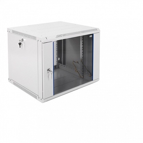 Шкаф телекоммуникационный настенный разборный ЭКОНОМ 9U (600х350) дверь стекло, цвет черный