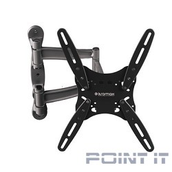 Kromax TECHNO-5 grey, Кр. алюм. наст. для TV 15&quot;-55&quot;, max 35 кг, 5 ст св., нак. 15°, пов. 180°, от ст. 87-497 мм, max VESA 400x400 мм.