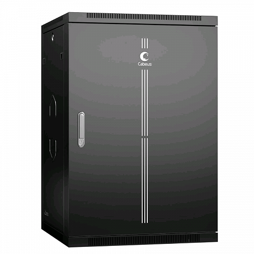 Шкаф телекоммуникационный настенный 19 18U 600x600x901mm (ШхГхВ) дверь металл, цвет черный (RAL 9004)