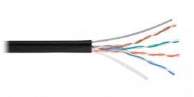 Кабель LC  UTP4 cat.5е, одножильный / 305м / Cu / для наружных работ с проволочным тросом