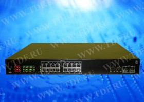 NS1016S18P PoE, коммутатор, 19&quot;, 18 портовый, 16 PoE 802.3af 10/100Mbit портов, 15.4W + 2 комбинированных порта 1000Base-T/SFP слот, VoIP,