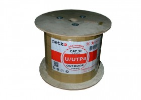 Кабель U/UTP4 cat.5e NETKO, одножильный/24 AWG BC  /на катушке/ 305м / для наружных работ, FLUKE TEST