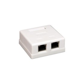 Розетка внешняя на плате 2xRJ45, неэкран, cat.6, Krone тип, белая,