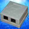 Розетка внешняя на плате 2xRJ45, неэкран, cat.6, Krone тип, белая,