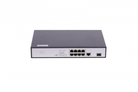 Коммутатор GIGALINK, Web-Smart, 8 PoE (802.3 af/at) портов 100Мб/с, 1 1000BaseT порт, 1 SFP порт 1000Мбит/с, 150Вт