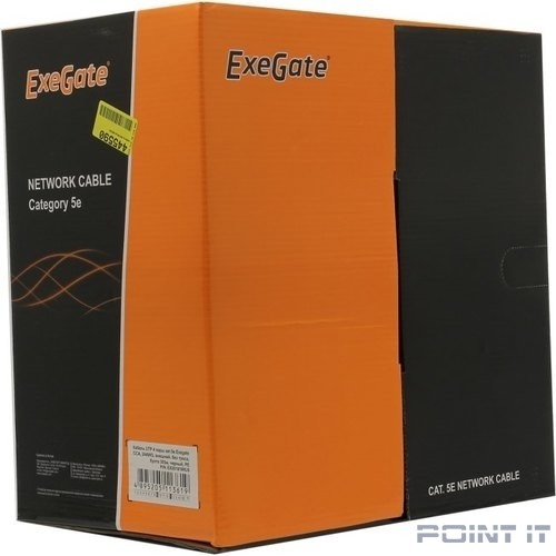 Exegate EX281819RUS Кабель Exegate UTP4-C5e-CCA-S24-OUT-PE-BK-305 UTP 4 пары кат.5e CCA, 24AWG, внешн., без троса, бухта 305м, черн., PE