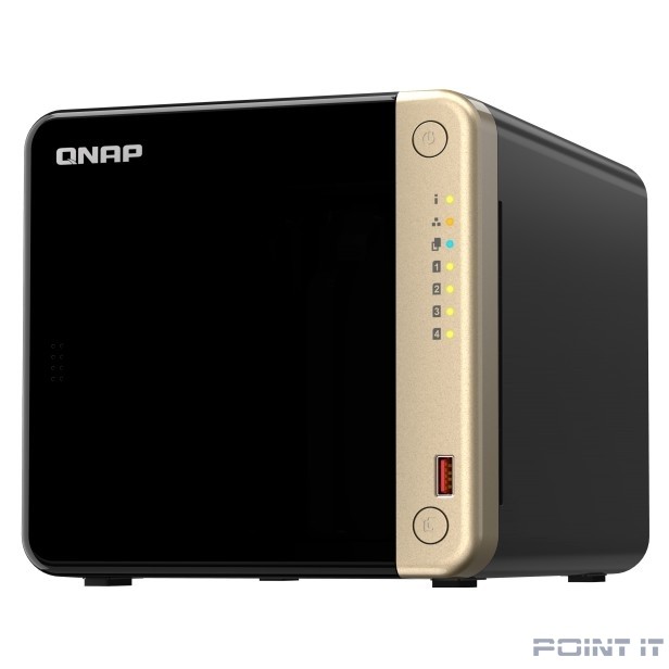 Сетевое хранилище без дисков/ SMB QNAPTS-464-8G NAS 4 HDD trays, 4-core Intel Celeron N5105/N5095 2.0-2.9 GHz, 8 GB RAM (1 x 8 GB) up to 16 GB (2 x 8GB), 2x2.5 Gigabit Ethernet , 2xUSB 3.2 Gen 2 (10Gb
