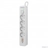 Defender Удлинитель с сетевым фильтром DFS 143 3 м,белый,4розетки,USB+TypeC [99434]