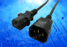 Кабель питания проходной (штекер IEC С13 - гнездо IEC С14) 3*0,5мм2, 1,8м, черный, Netko