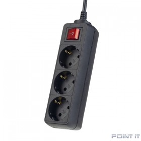 Perfeo Сетевой удлинитель с кнопкой &quot;POWERMATE&quot;, PF_A4676 (1,8м, 3 розетки, черный (PF-PM-3/1,8-B))