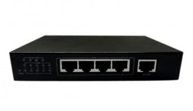 PoE, коммутатор, настольный, 5 портовый, 4 PoE 802.3at 100Mbit порта, 1 100Mbit, черный