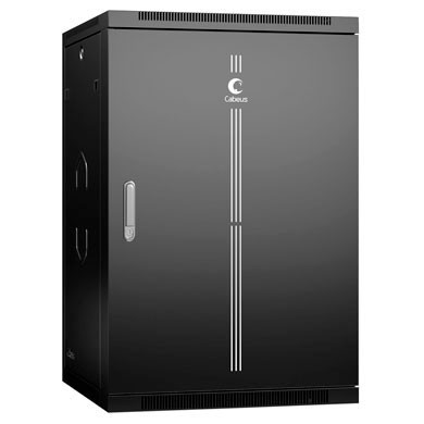 Шкаф телекоммуникационный настенный 19 18U 600x350x901mm (ШхГхВ) дверь металл, цвет черный (RAL 9004)