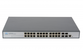 Коммутатор GIGALINK, управляемый L2, 24 PoE (802.3af/at) портов 10/100/1000Мб/с, 4 SFP, 400Вт