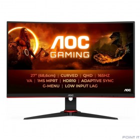 Монитор LCD AOC 27&quot; CQ27G2SE Black-Red {VA curved 2560x1440 165Hz 1ms 178/178 250cd 2xHDMI2.0 DisplayPort1.4 высота}