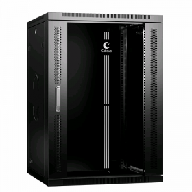  					Шкаф телекоммуникационный настенный 19 18U 600x350x901mm (ШхГхВ) дверь стекло, цвет черный (RAL 9004)				 