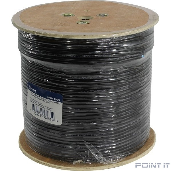 5bites Кабель FS5505-305CPE FTP / SOLID / 5E / 24AWG / COPPER / PVC(+PE) / BLACK / OUTDOOR / MESSENGER / DRUM / 305M
