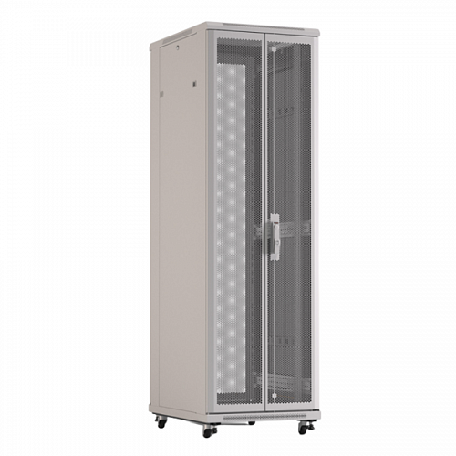 Шкаф напольный 19-дюймовый, 42U, 2055x800х1000 мм (ВхШхГ), передняя и задняя распашные перфорированные двери (75%), ручка с замком, цвет серый