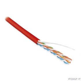 Hyperline UUTP4-C5E-S24-IN-LSZH-RD-100 Кабель витая пара, неэкран. U/UTP, категория 5e, 4 пары (24 AWG), одножильный (solid), LSZH, нг(А)-HF, -20°C – +75°C, красный - гарантия: 15 лет компонентная, 25