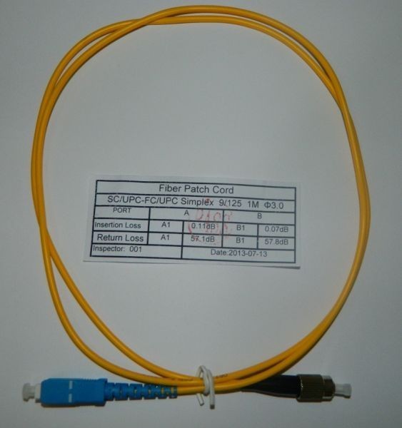 Патч-корд оптический переходной SC-FC/UPC SM Simplex 3.0мм 9/125, 1м
