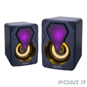Perfeo колонки &quot;SHINE&quot;, 2.0, мощность 2х3 Вт, USB, чёрн, Game Design, LED подсветка 7 цв