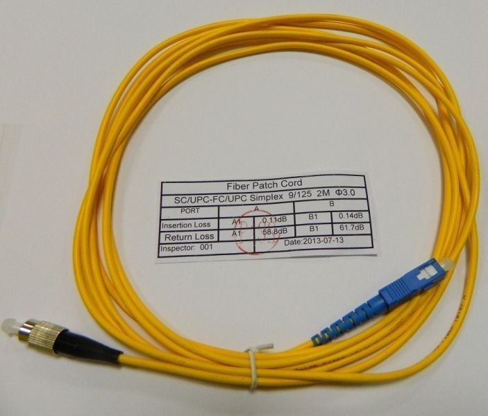 Патч-корд оптический переходной SC-FC/UPC SM Simplex 3.0мм 9/125, 2м Netko