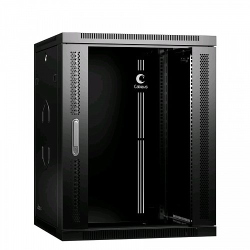 Шкаф телекоммуникационный настенный 19 15U 600x600x769mm (ШхГхВ) дверь стекло, цвет черный (RAL 9004)