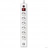 BURO Сетевой фильтр, 6 розеток, 1.8 метра, (BU-SP1.8_USB_2A-W), белый (коробка) {992309}