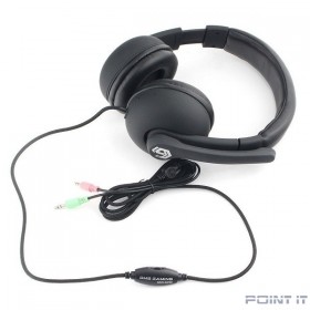 Gembird MHS-G220, код &quot;Printbar&quot;, черный, soft touch,регулировка громкости, каб 2м