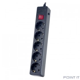 Perfeo Сетевой фильтр &quot;POWER+&quot; PF_A4658, 1,8м, 5 розеток, черный (PF-PP-5/1,8-B)