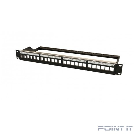 Hyperline PPBL6-19-24-RM Модульная патч-панель 19", 24 порта, 4 съемные панели по 6 модулей, 1U, для неэкранированных модулей, с задним кабельным организатором (без модулей)